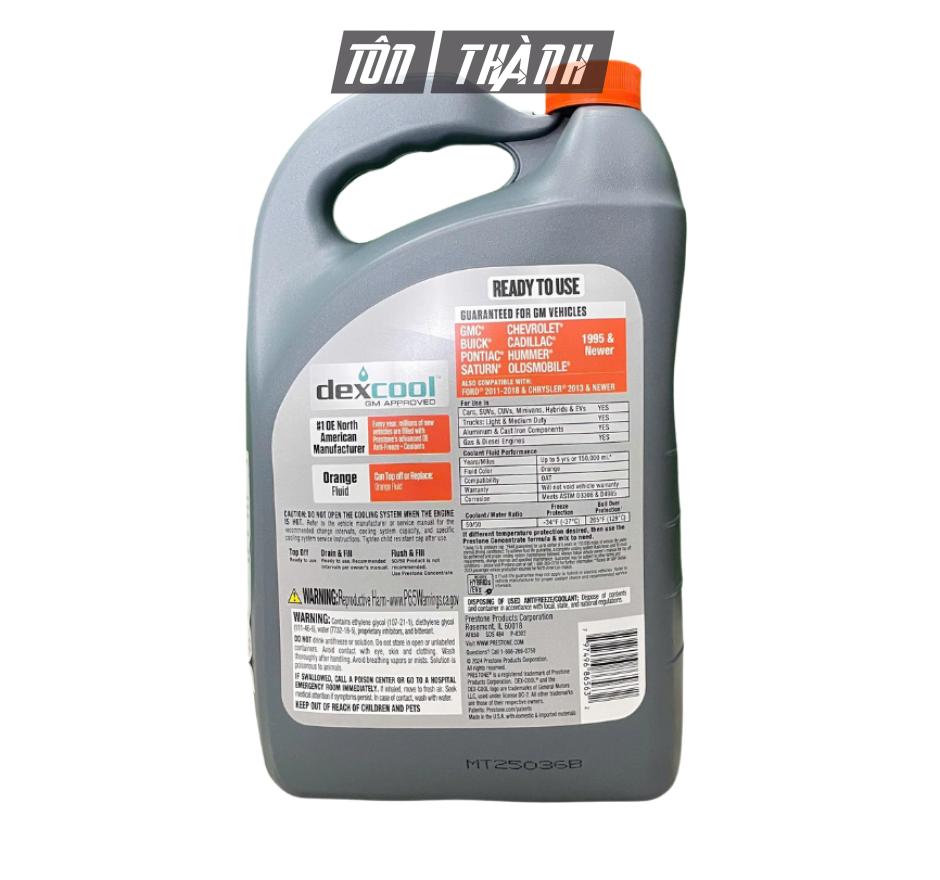 NƯỚC LÀM MÁT XE Ô TÔ MÀU CAM PRESTONE 50/50 (3.78 LÍT)