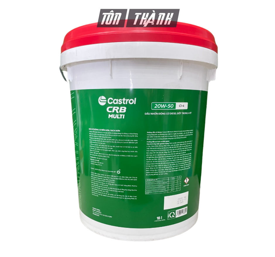 DẦU NHỚT ĐỘNG CƠ CASTROL CRB MULTI 20W50 CI-4 (18 LÍT)