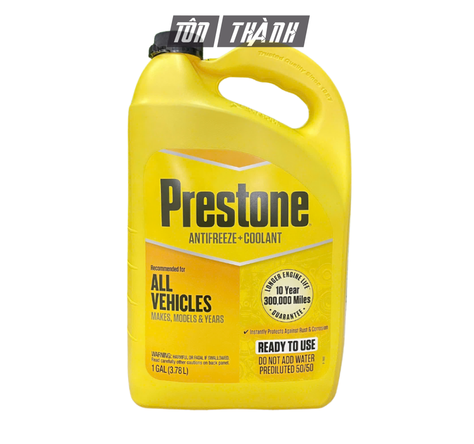 Nước Làm Mát Động Cơ Prestone ALL VEHICLES 50/50 màu VÀNG đa dụng phù hợp với Mọi Dòng Xe (3.78 Lít)