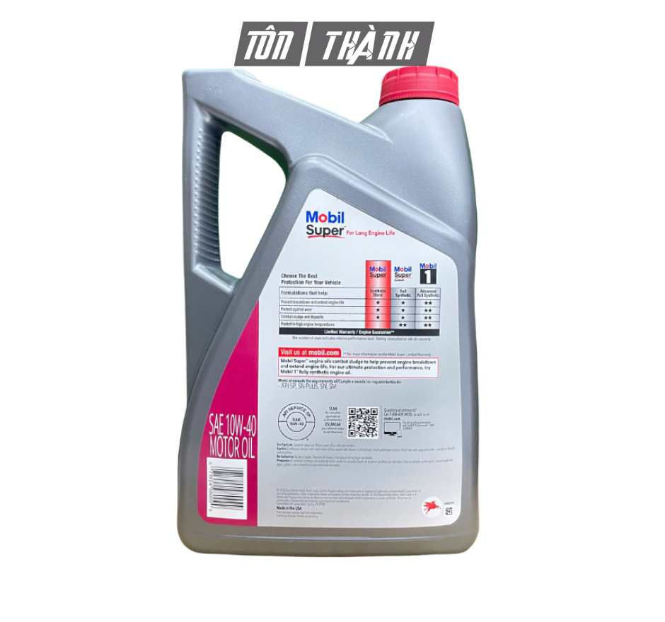 Dầu Động Cơ Xăng Mobil Super 5000 10W-40 SP (5 Lít) - Tổng Hợp Toàn Phần