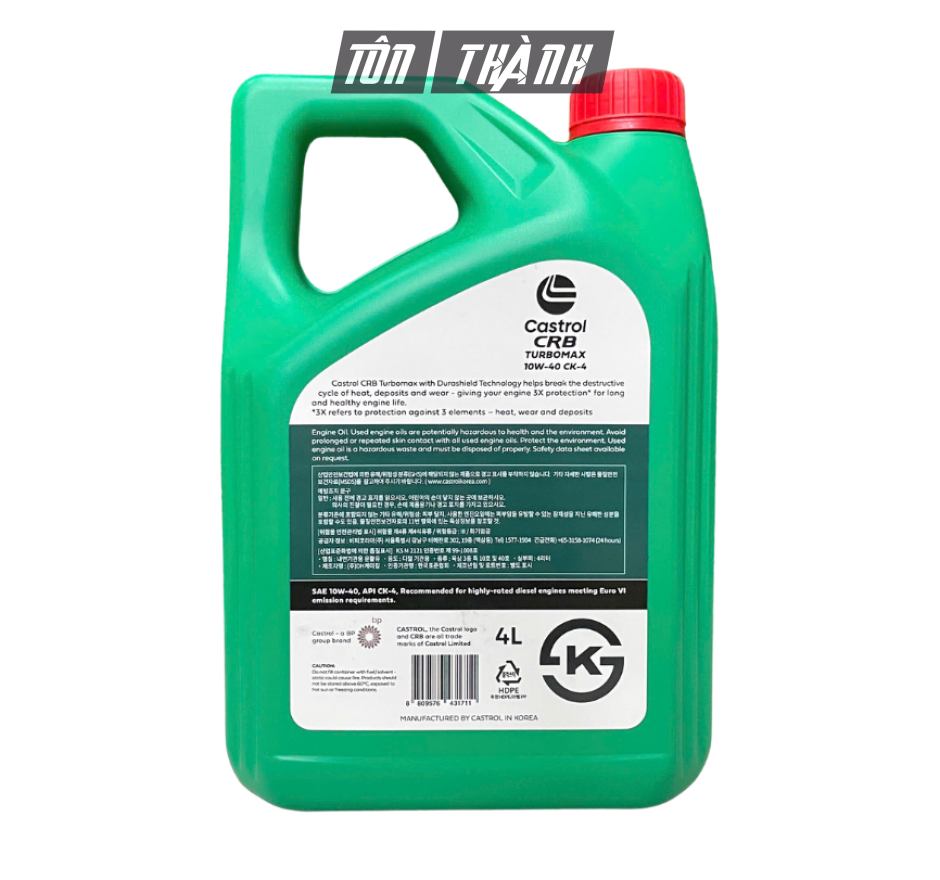 Dầu Động Cơ Diesel Castrol CRB TURBOMAX 10W-40 CK-4 (4 Lít) - Nhập Khẩu Hàn Quốc