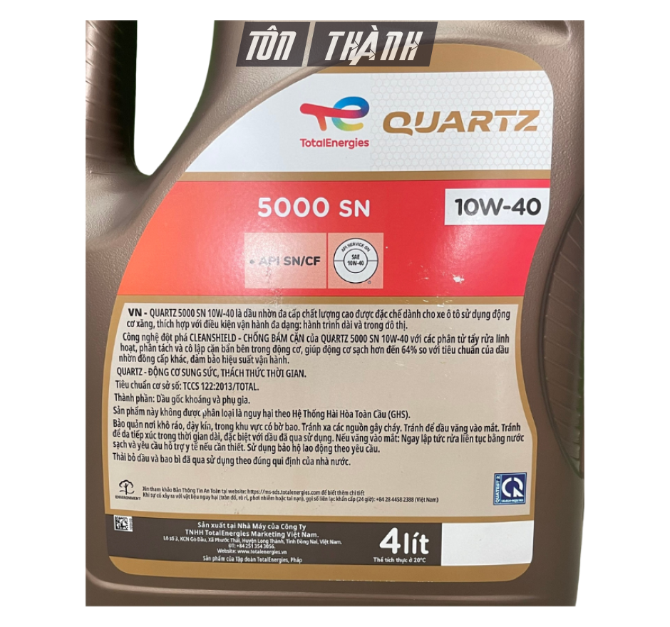 DẦU NHỚT ĐỘNG CƠ TOTAL QUARTZ 5000 10W40 (4 LÍT)