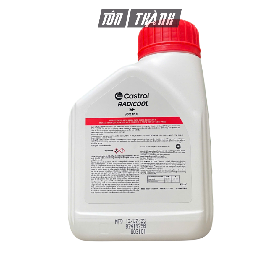 Nước Làm Mát Động Cơ Pha Sẵn 50% Castrol RADICOOL SF Premix màu ĐỎ (500ml)