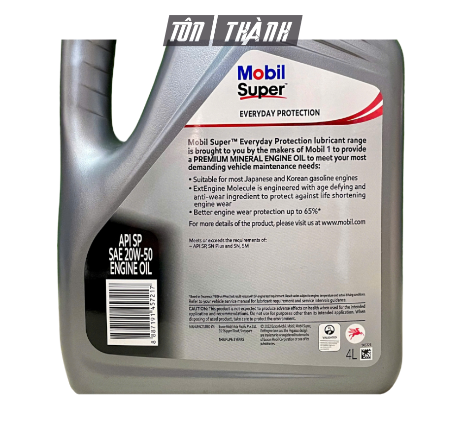Dầu Động Cơ Xăng Mobil Super 20W-50 API SP (4 Lít) - Nhập Singapore