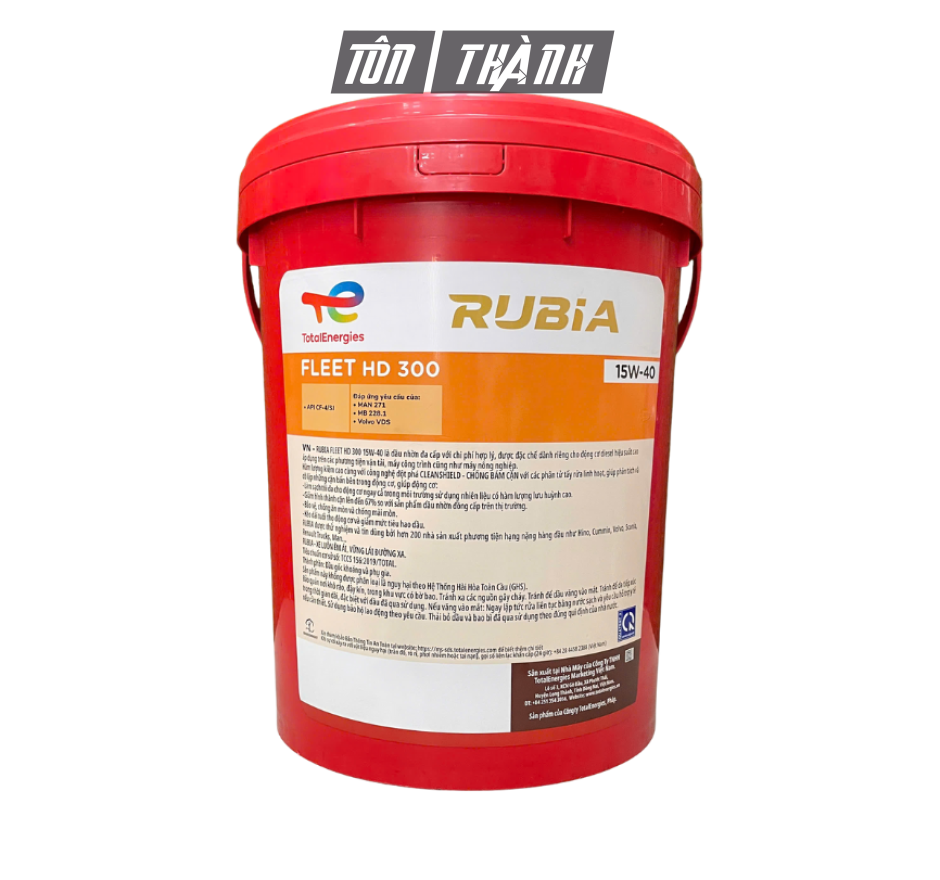 DẦU ĐỘNG CƠ DIESEL TOTAL RUBIA FLEET HD 300 SAE 15W-40 (18 LÍT)