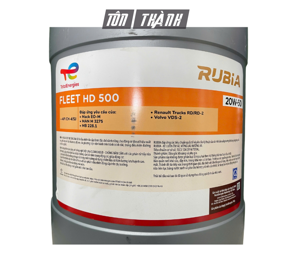 DẦU ĐỘNG CƠ DIESEL TOTAL RUBIA FLEET HD 500 20W-50 (25 LÍT)
