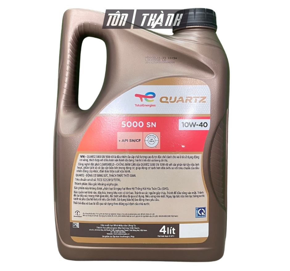 DẦU NHỚT ĐỘNG CƠ TOTAL QUARTZ 5000 10W40 (4 LÍT)