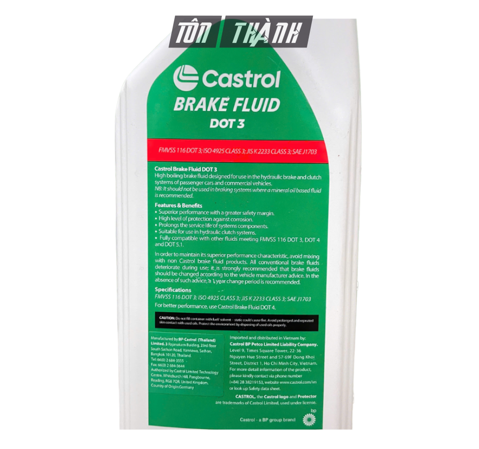 DẦU PHANH XE Ô TÔ CAO CẤP CASTROL BRAKE FLUID DOT 3 (1 LÍT)
