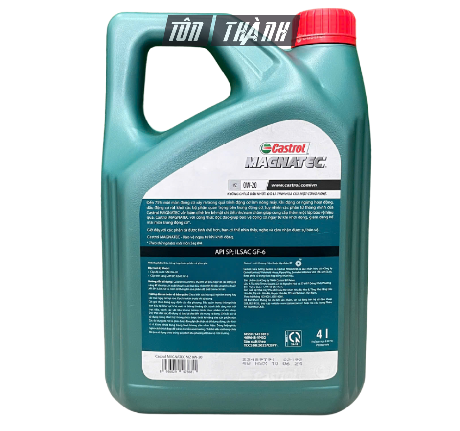 Dầu động cơ Castrol Magnatec MZ 0W-20 API SP - Tổng Hợp Toàn Phần (4 Lít)