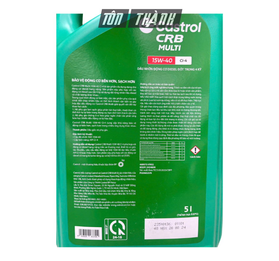 DẦU NHỚT ĐỘNG CƠ CASTROL CRB MULTI 15W-40 CH-4 (5 LÍT)