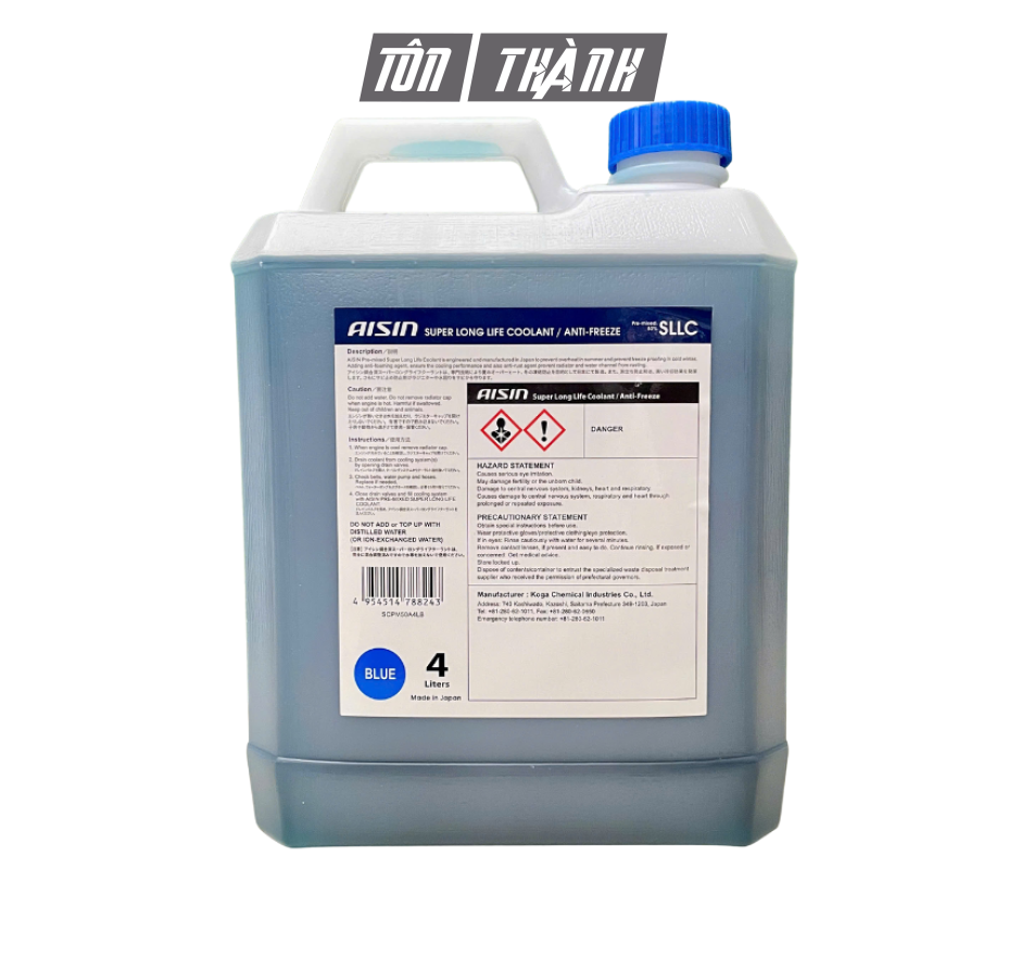Nước Làm Mát Động Cơ AISIN 50% Màu Xanh Dương (4 Lít)