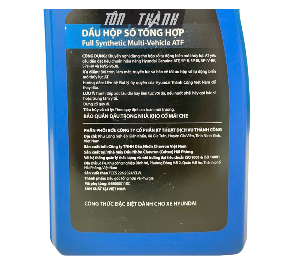 Dầu Hộp Số Tự Động Hyundai Tổng Hợp Full Synthetic Multi - Vehicle ATF (1 Lít)
