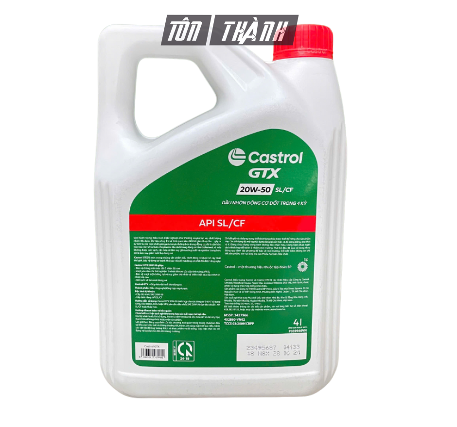 DẦU NHỚT ĐỘNG CƠ CASTROL GTX 20W50 SL/CF (4 LÍT)