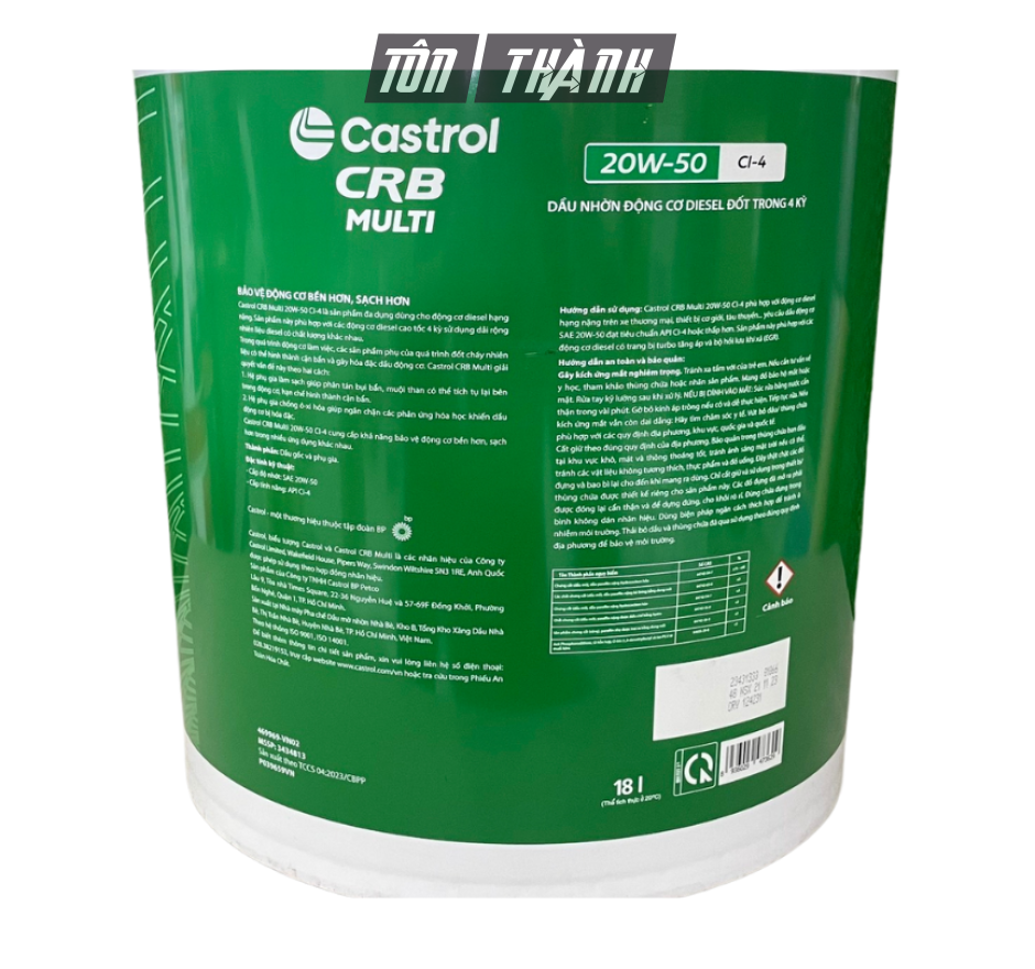 DẦU NHỚT ĐỘNG CƠ CASTROL CRB MULTI 20W50 CI-4 (18 LÍT)