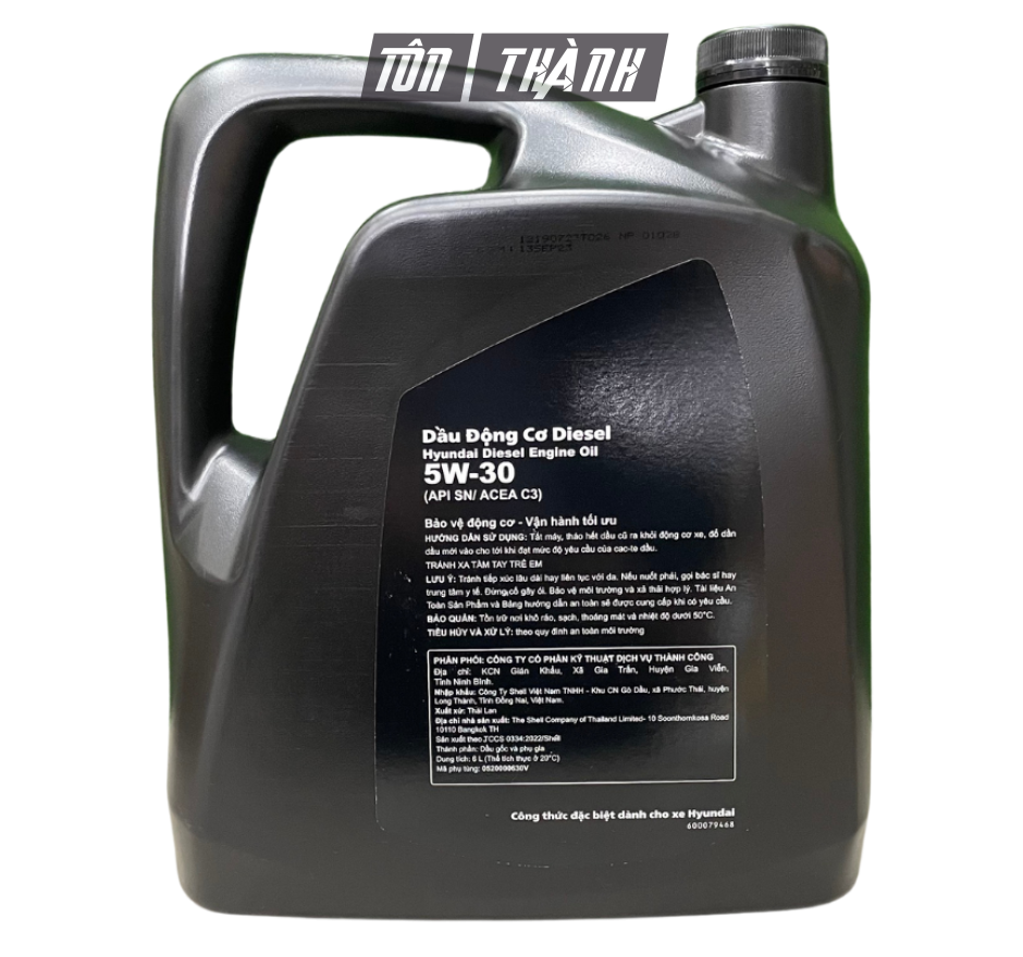 Dầu Nhớt Động Cơ Diesel Hyundai 5W30 - API SN/ACEA C3 (6Lít)