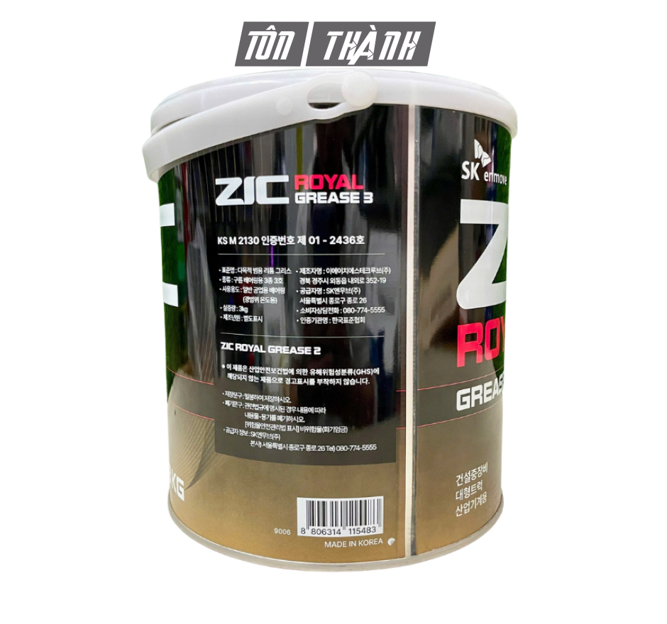 MỠ ZIC ROYAL GREASE 3 (3KG) NHẬP KHẨU HÀN QUỐC