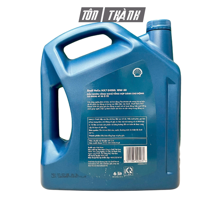 Dầu Động Cơ Diesel SHELL HELIX HX7 10W-30 API CI-4 (6 Lít) - Bảo Vệ Xe Tốt Hơn
