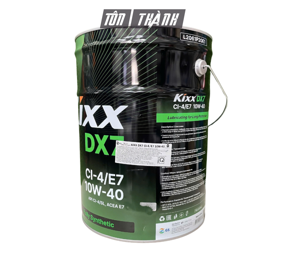 Dầu Động Cơ Diesel/Xăng KIXX DX7 10W-40 API CI-4/SL (20 Lít) - Tổng Hợp Toàn Phần