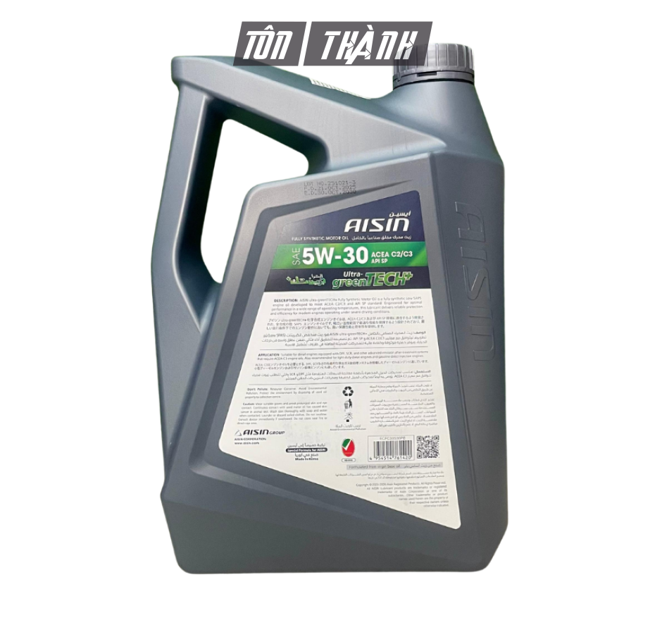 Dầu động cơ AISIN greenTECH+ Fully Synthetic 5W-30 SP (6 Lít)