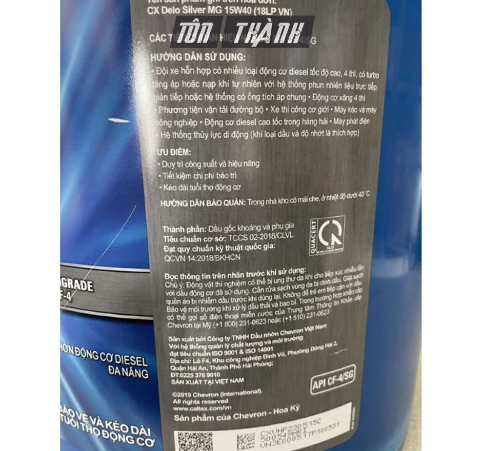 DẦU ĐỘNG CƠ CALTEX DELO SILVER MULTIGRADE 15W40 (18 LÍT)