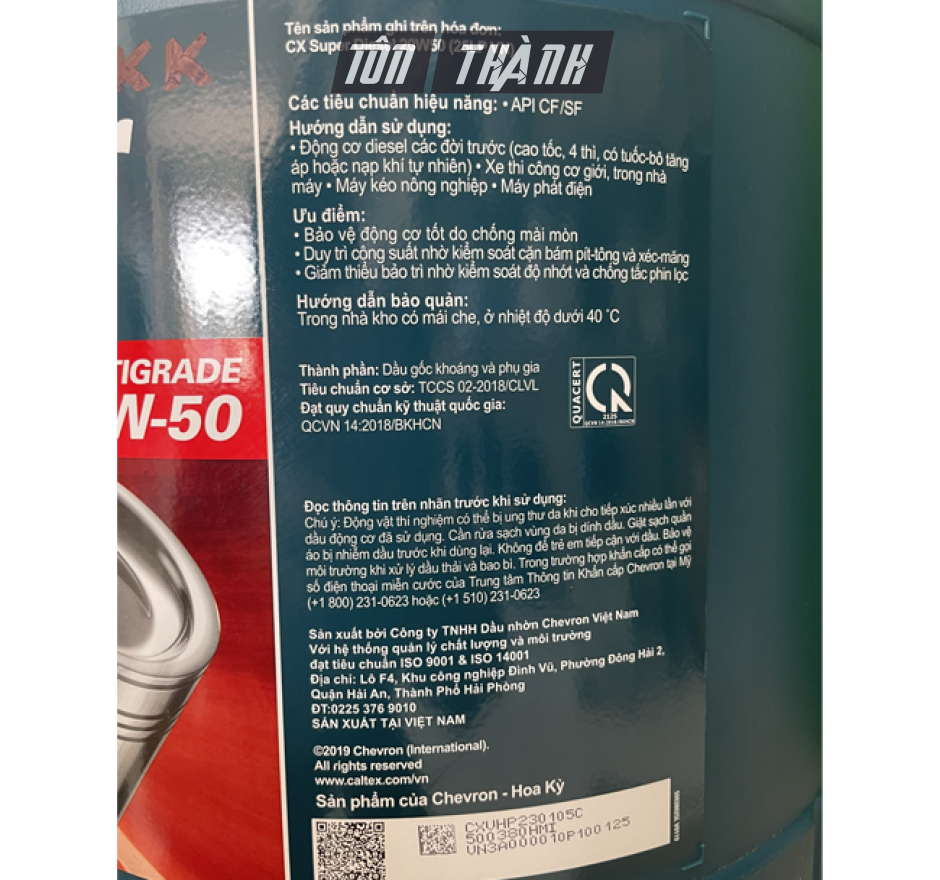 DẦU NHỚT ĐỘNG CƠ CALTEX SUPER DIESEL OIL 20W50 (25 LÍT)