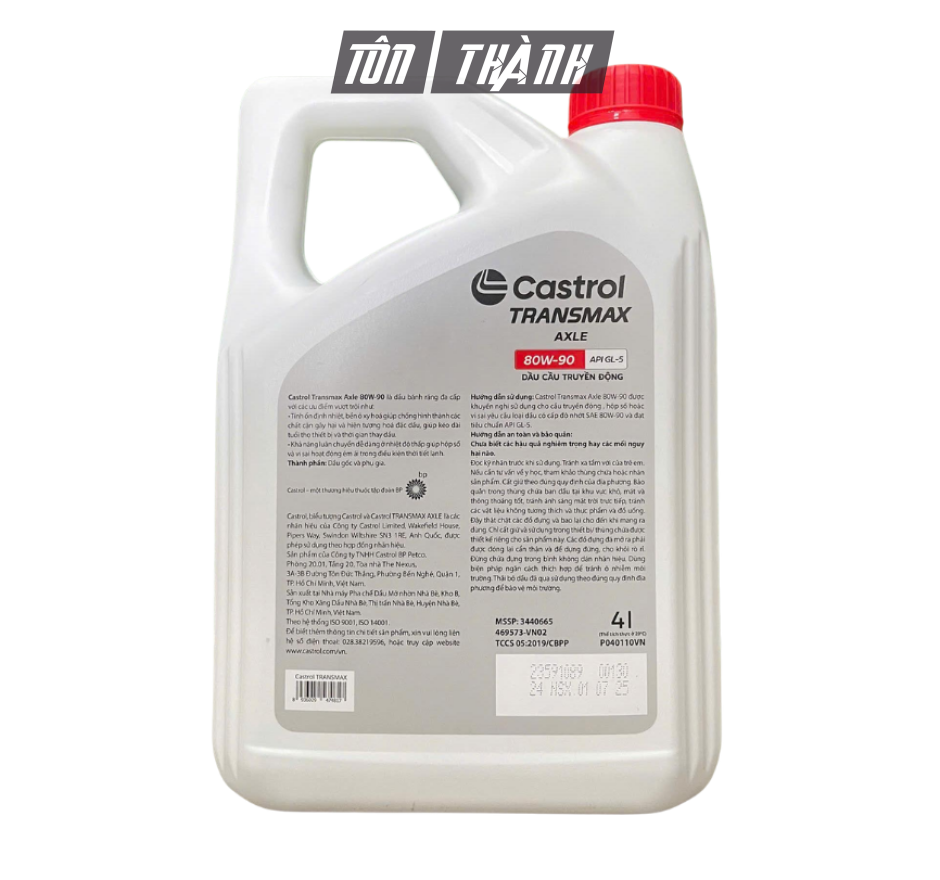 DẦU CẦU TRUYỀN ĐỘNG CASTROL TRANSMAX AXLE 80W-90 (4 LÍT)
