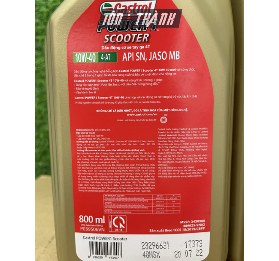 DẦU NHỚT TAY GA CASTROL POWER-1 SCOOTER 10W40 (0.8L & 1L)