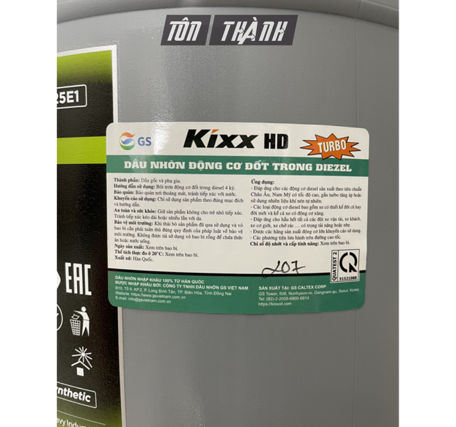 DẦU ĐỘNG CƠ KIXX HD CF-4/SG 15W40 (25 LÍT)