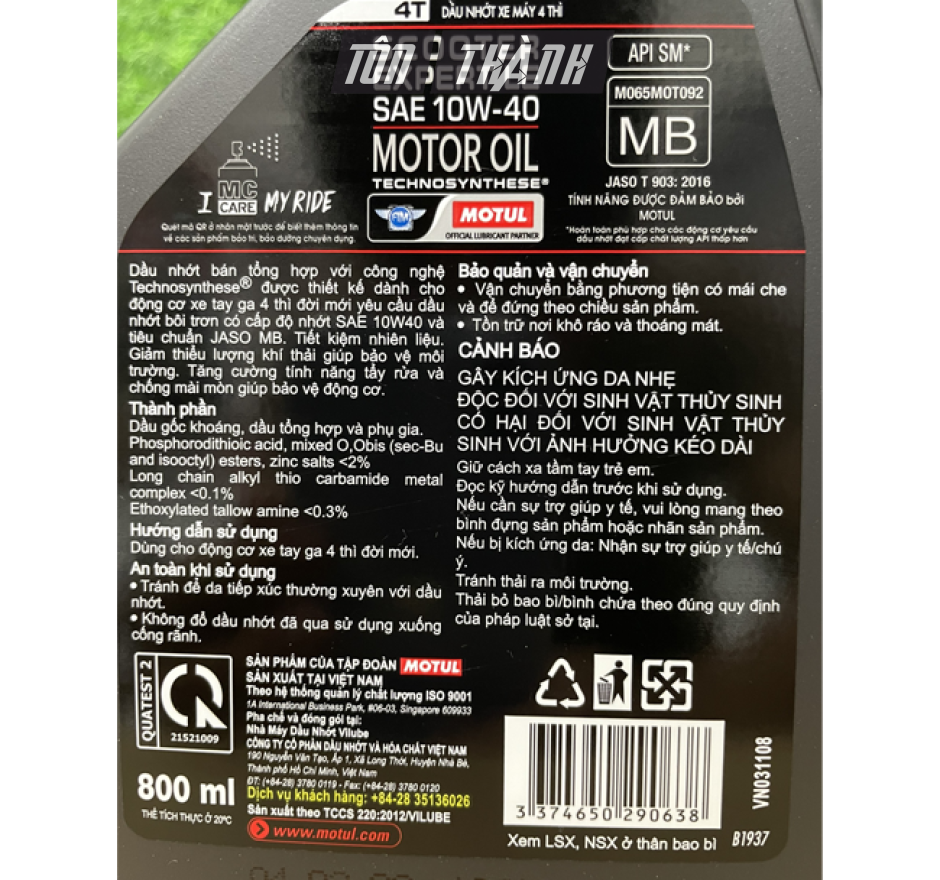 Nhớt xe tay ga MOTUL SCOOTER EXPERT LE 4T 10W40 cao cấp (0.8 Lít & 1 Lít)