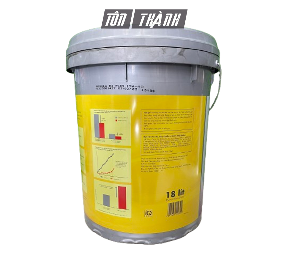 DẦU NHỚT ĐỘNG CƠ SHELL RIMULA R4 PLUS 15W40 CI4 (18 LÍT)