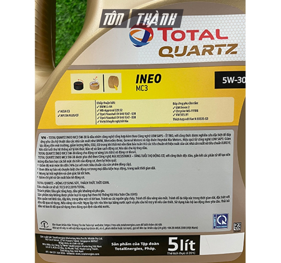 Dầu nhớt Total Quartz INEO MC3 5w30 Dùng cho máy xăng và máy dầu (5Lít)
