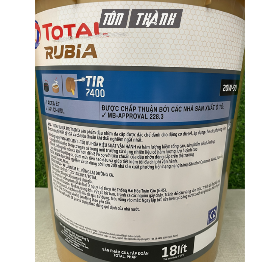 DẦU ĐỘNG CƠ TOTAL RUBIA TIR 7400 20W-50 (18 LÍT)