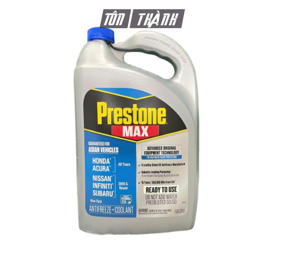 Nước làm mát động cơ Prestone MAX màu xanh dương chuyên dụng cho xe Châu Á (3.78 lít)