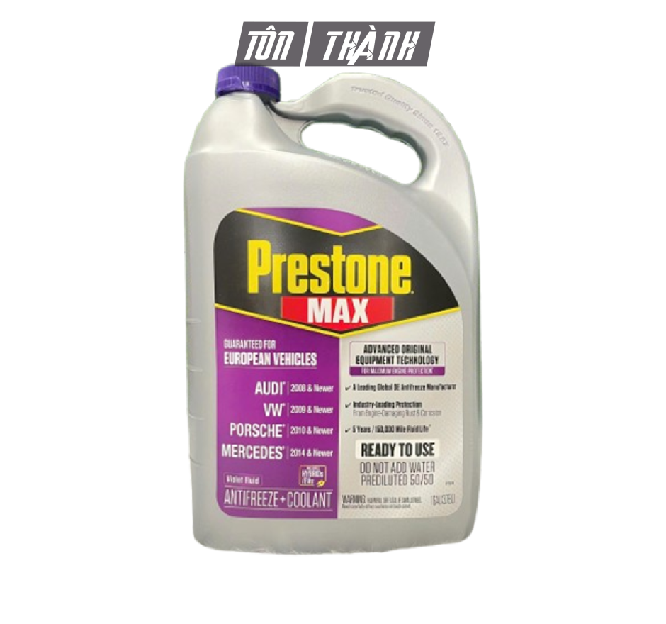 Nước làm mát động cơ Prestone MAX màu tím chuyên dụng cho xe Châu Âu (3.78 lít)