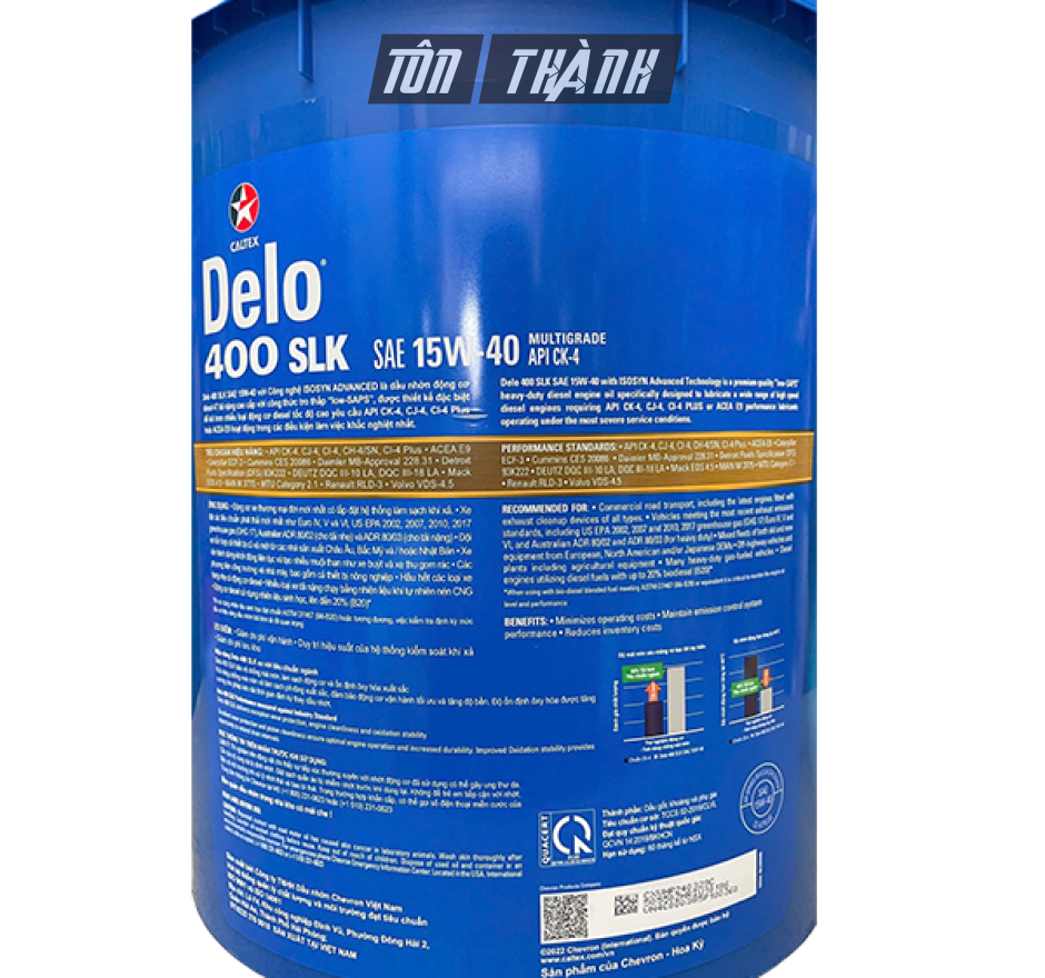 Nhớt ô tô Caltex Delo 400 SLK chuyên dùng cho động cơ Diesel 15w40 (18 Lít)