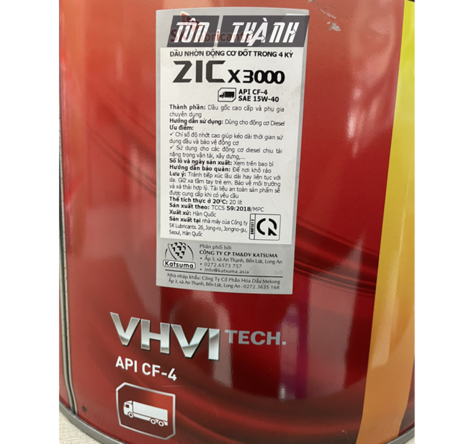 DẦU NHỚT XE TẢI NẶNG SK ZIC X3000 15W40 (20 Lít)