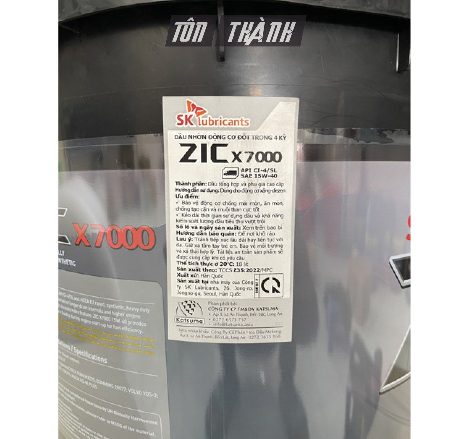 DẦU NHỚT XE TẢI NẶNG SK ZIC X7000 15W40 (18 LÍT)